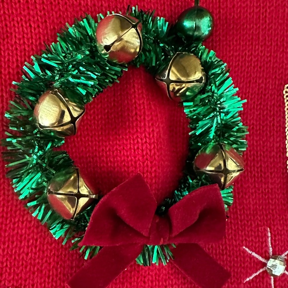 Holiday Time Oh What Fun Christmas Sweater Bells Sequins Size Large Womens - Picture 4 of 13